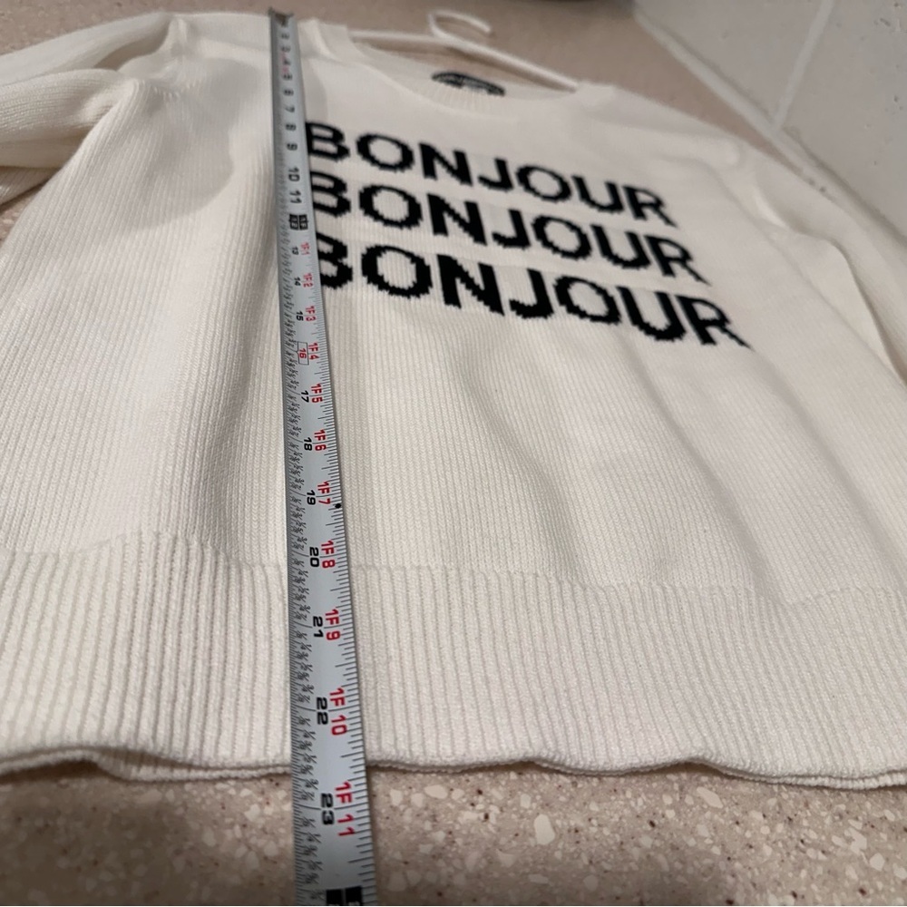 KARL LAGERFELD Black & White Bonjour Pullover Sweater Crewneck Cotton 93% EUC M - Picture 11 of 16